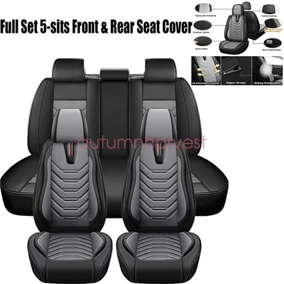 Car 5-Seat Cover Faux Leather For Mercedes-Benz Full Set Front+Rear Pad Mat Blk - Image 1 of 4