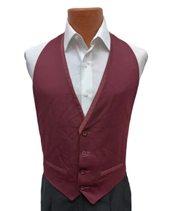 Men's Vintage Burgundy Tuxedo Vest 4-Button with Satin Trim Adjustable Size S - Picture 1 of 3