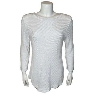Habitat Womens Ribbed Knit Pullover Sweater Tunic Top S White Cotton - Image 1 of 4