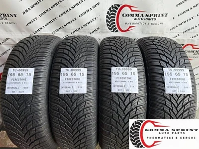 4 PNEUMATICI USATI DI OCCASIONE 195/65/15 FIRESTONE INVERNALI SEMINUOVE GOMME  - Immagine 1 di 4