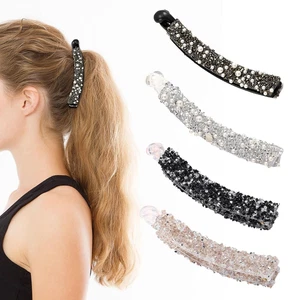 Banana Clips 4 Stück mit Perlen und Kristallen Vintage Haarklammern - Bild 1 von 9