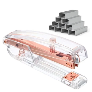 Clear Acrylic Stapler with 1000 Standard 1/4" Staples, Modern Rose Gold Metal... - Bild 1 von 4