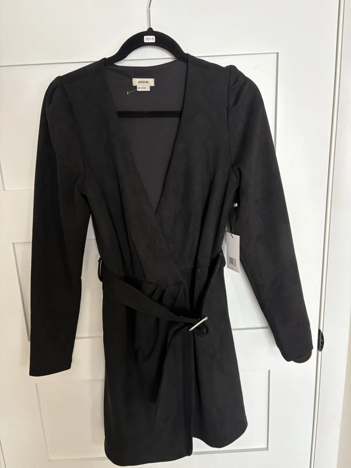 Nuevo con etiquetas Vestido Jason Wu Gamuza Envolvente con Cinturón en Negro Talla S Foto 1 de 3