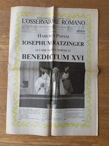 OSSERVATORE ROMANO 19/04/2005 ELEZIONE PAPA BENEDETTO XVI ELECTION RATZINGER - Foto 1 di 2
