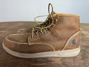 Carhartt Lightweight Wedge Moc Toe Chukka Brown Leather Boots CMX4023 Mens 12 W - Picture 1 of 10
