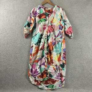 Anthea Crawford Shirt Dress Size 12 Floral Button Midi Silk Blend Colourful - Picture 1 of 12