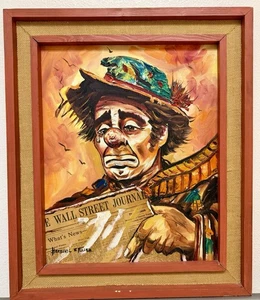 Herschel E Fullen: Wallstreet Clown "Der Spekulant" Ölgemälde Original 16x20 - Bild 1 von 11