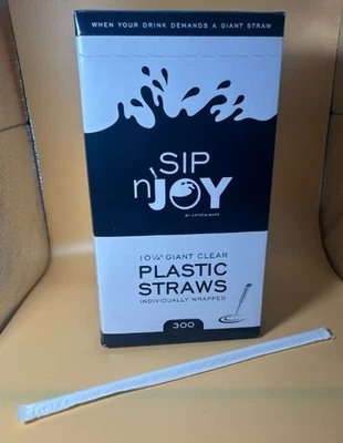 10.25'' Giant Straws Clear Paper Wrapped Disposable Plastic 1200pcs/case - Image 1 of 2