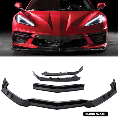 Parachoques delantero ABS reforzado con divisor de labios para Chevrolet Corvette C8 2020-2025 Foto 1 de 4