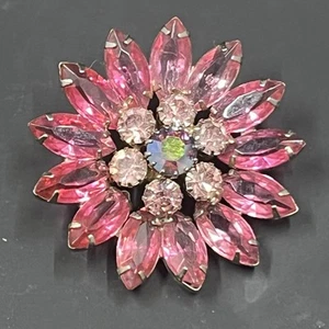 Spilla Shreiner vintage rosa strass fiore spilla - Foto 1 di 2
