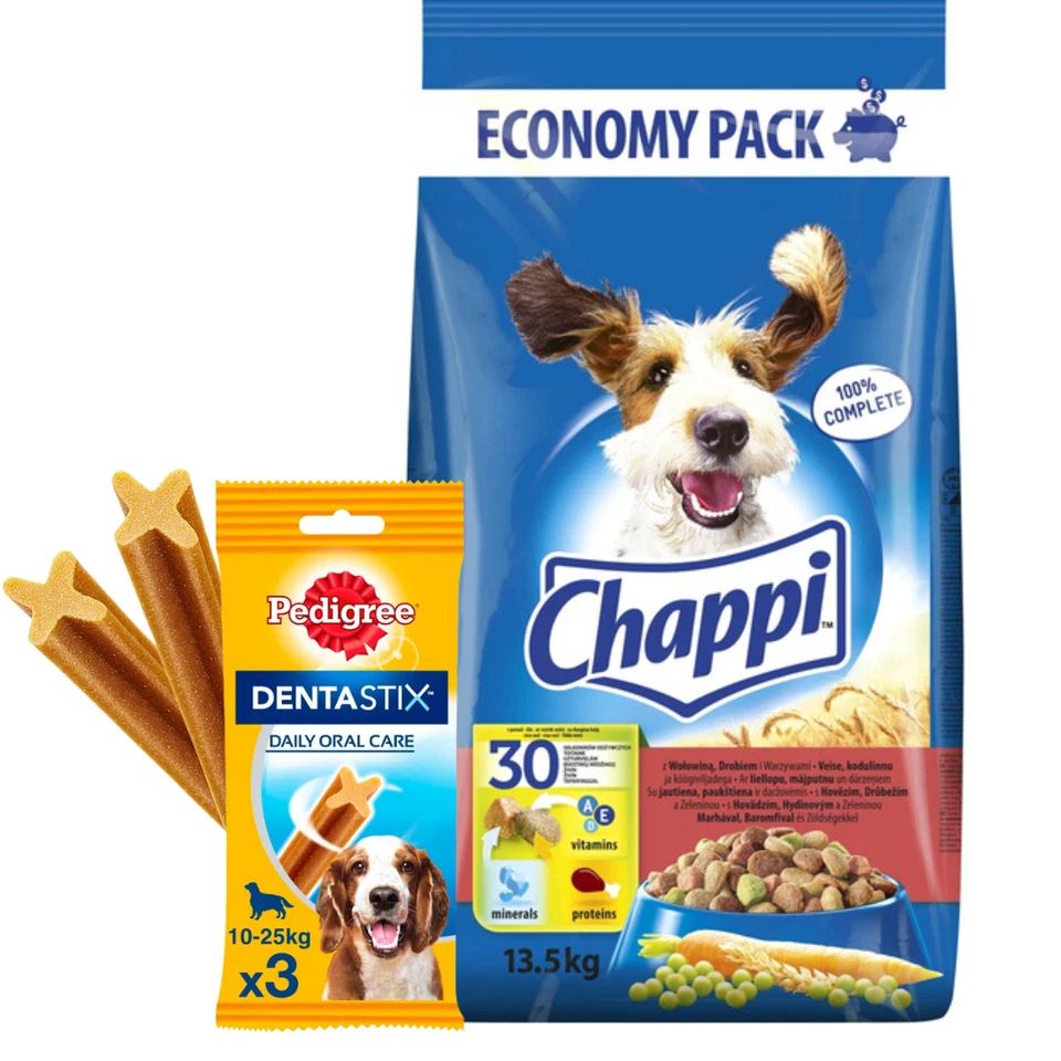  Chappi Karma sucha dla psów z wołowiną drobiem i warzywami 13,5 kg + GRATIS ZES - Bild 1 von 1