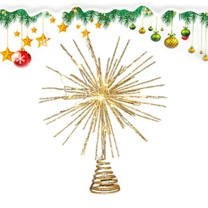 Iron Xmas Ornament Christmas Tree Topper LED Light Up Star Tree Home Party - Picture 1 of 7