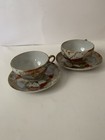Japanese Porcelain Cup and Saucer Kutani Egg Shell Satsuma Signed Moriage