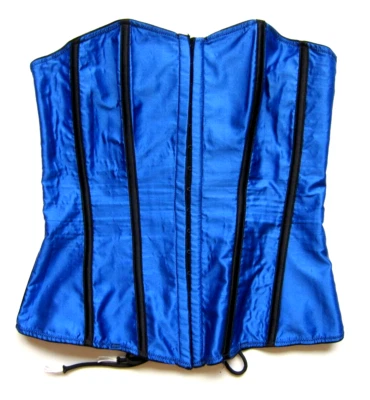 Lencería vintage Frederick's Of Hollywood azul negro satinado con cordones Bustier Med Foto 1 de 4