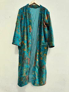 Beautiful Velvet Coat, Reversible Jacket. Turquoise Winter Robe, Gift For Her, - Picture 1 of 5