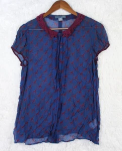 Blusa para mujer Lil Anthropologie manga corta talla 10 estampado de jirafa preppy - Imagen 1 de 8
