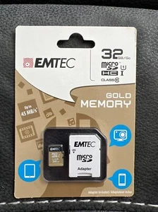 EMTEC 32 GB Class 10 Gold Memory Card For Digital Cameras Factory Sealed New - Picture 1 of 5