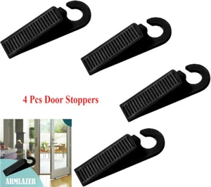 4 Pcs Door Stopper Grooved Rubber Wedge for Door Bottom Secure Draft Retainer - Picture 1 of 9