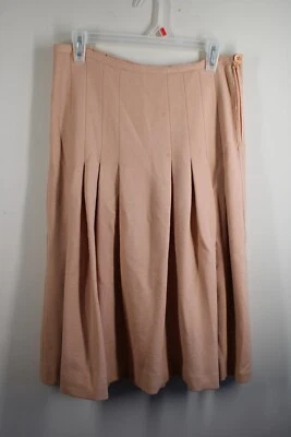 Vtg Sonia Rykiel 31" Waist 100% Wool Peach Orange Pleated Midi Skirt - Image 1 of 4
