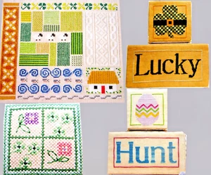 Irlanda Sampler Trébol Huevo de la Suerte Caza Bloque Diseño Flores PATRONES DE PUNTO DE CRUZ - Imagen 1 de 14