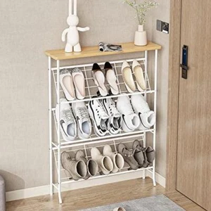 Shoe Rack Organizer, Sturdy 4 tier Narrow Shoe Storage Cabinet, Free Standing - Picture 1 of 6