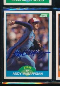 1989 Score #138 Andy McGaffigan Montreal Expos Signed Autograph (CK76) swsw6