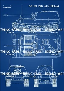 Elefant Tank Poster WW2 German wehrmacht patent print military reenactor vintage - Picture 1 of 5