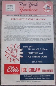 1960 Indians at Yankees Baseball Program Yankee Stadium No Cover - Picture 1 of 3