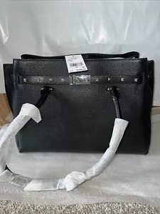 New Michael Kors Addison Large Pebbled Leather Tote Shoulder Bag Black Purse - Picture 1 of 9
