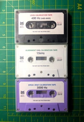 Set of 3x Test/Calibration audio tapes for mid/high class cassette equipment - Image 1 of 4