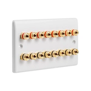 Speaker Wall Plate Slimline 16 Gold Binding Posts AV Audio Non-solder - Picture 1 of 4