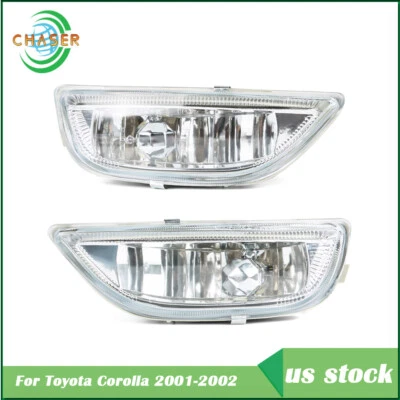 LH & RH Fog Lights Clear Lens Front Driving Lamps For Toyota Corolla 2001-2002 - Image 1 of 4