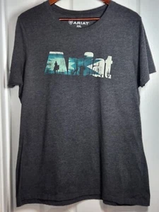 Ariat Womens 2XL T-Shirt Gray Heather Spell Out Short Sleeve Western Desert - Picture 1 of 7