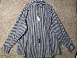NUEVA Camisa Chaps Adulto 3XT Alta Blanca Azul Abotonada Manga Larga Hombres - Imagen 1 de 10