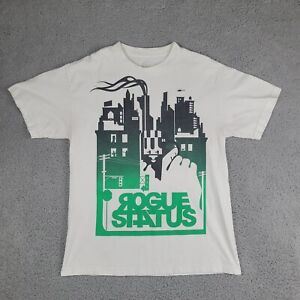 Rogue Status T-Shirt Adult Large White Black Green Graphic City Gun Mean Streets
