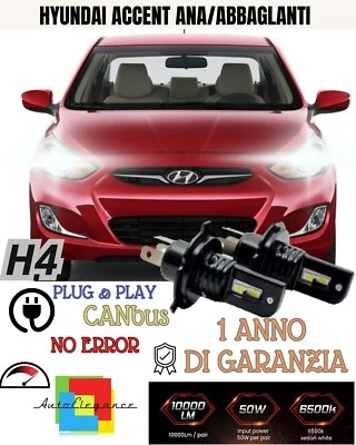 Set H4 Para LED para Hyundai Accent MK1 Lámparas LED H4 6000K Xenón Blanco No - Imagen 1 de 2