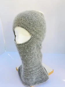 100% Cashmere Balaclava Hand Made Knit Light Gray Luxurious Hood Sz S fits M / W - Picture 1 of 4