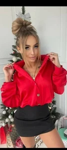Neu❤🧡💛🤎Damen Hemd Agatha Fashion Logo Modern Rot Einheitsgröße - Bild 1 von 4