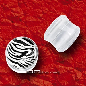 »»» ZEBRA ACRYL PLUG OHR PIERCING weiß oder rosa 8-20 mm 5180 - Bild 1 von 4