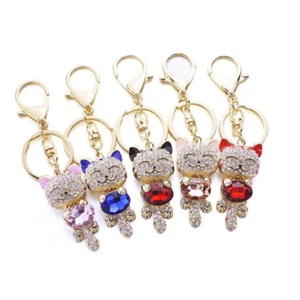 Lucky Crystal Cat Golden Maneki Neko Keyring - Foto 1 di 6