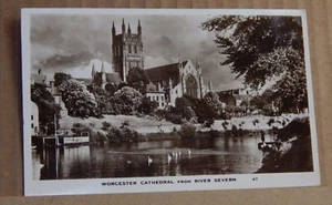 Postcard Worcester Cathedral From The River Severn Real Photo unposted - Foto 1 di 3