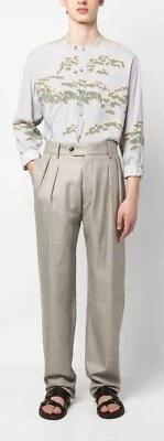 Camisa de seda con cuello babero estampado de árboles GIORGIO ARMANI $1795. Nuevo con etiquetas talla 39. 15,5 Med. Foto 1 de 4