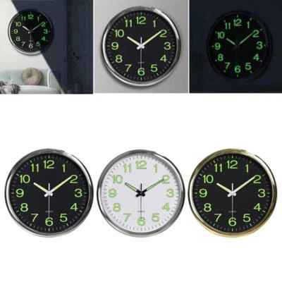 12 inch Modern Battery Wall Clock Luminous Glow Night Light Quartz Silent۞ - Image 1 of 4