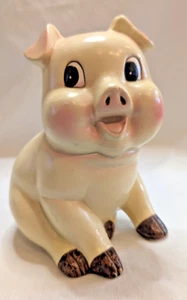 Vintage Chalkware Piggy Bank Smiling Pig - Picture 1 of 11