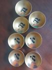 Vintage  1970 Laquerware Red & Gold Asian "Geisha Girl"  Footed Bowls Set of 7
