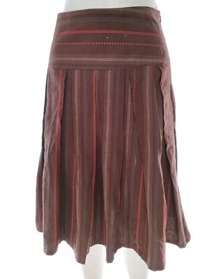 Cherokee  T. 14 (42) Marrón Midi Falda línea A Algodón 100% Rayas - Imagen 1 de 4