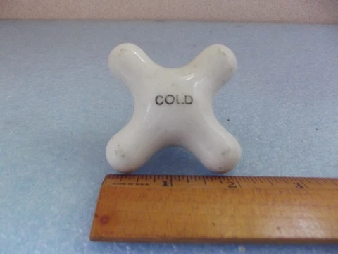 *Vintage* White Porcelain* Cross Cold Knob* Faucet for Bath , Sink, Tub Cover