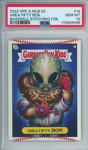 2022 Topps Garbage Pail Kids Ronald Acuna BASEBALL STITCH FOIL 18/199 PSA 10 - Foto 1 di 2