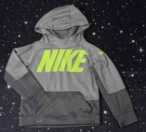 Boys Nike Dri-Fit Gray & Green Hoodie - Youth Size 7 - Picture 1 of 7