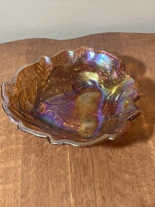 Vintage Carnival Glass Candy Dish Amber Color - Picture 1 of 8